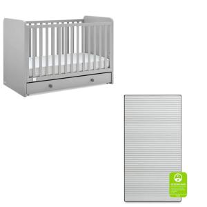 imagebabyGap by Delta Children Graham 4in1 Convertible Crib with Storage Drawer TrueSleep Crib and Toddler Mattress Bundle GreyDark Grey