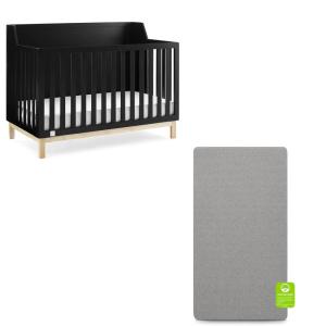 imagebabyGap by Delta Children Oxford 6in1 Convertible Crib TrueSleep 2Stage Deluxe Crib and Toddler Mattress Bundle EbonyNatural
