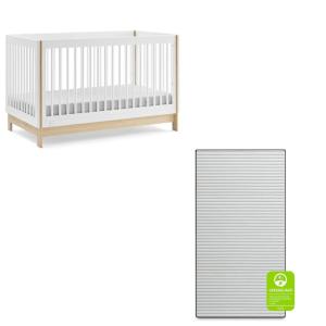 imagebabyGap by Delta Children Tate 4in1 Convertible Crib TrueSleep Crib and Toddler Mattress Bundle Bianca WhiteNatural