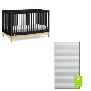imagebabyGap by Delta Children Tate 4in1 Convertible Crib TrueSleep Crib and Toddler Mattress Bundle EbonyNatural