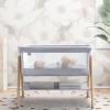 imageSimmons Kids Koi by The Bed Bassinet with Breathable Mesh and Natural Beechwood Legs Dove Grey