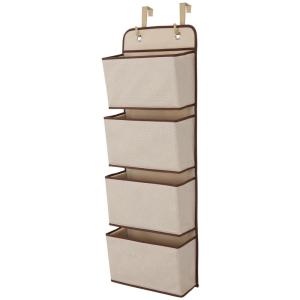 imageDelta Children 4 Pocket Over The Door Hanging Organizer Easy StorageOrganization Solution  Versatile and Accessible in Any Room in the House BeigeBeige