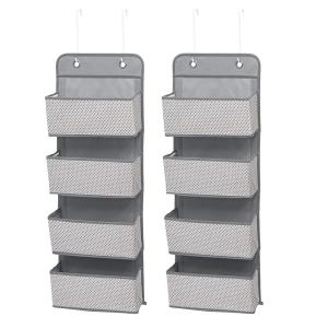 imageDelta Children 4 Pocket Over The Door Hanging Organizer Easy StorageOrganization Solution  Versatile and Accessible in Any Room in the House BeigeCool Grey