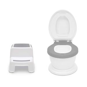 imageDelta Children Kid Size Potty and Step Stool 2Piece Set  Realistic Potty and Step Stool Ideal for Potty Training WhiteGrey