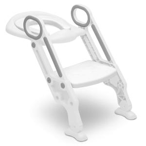 imageDelta Children Kid Size Toddler Potty Training Ladder Seat for Boys ampamp Girls  Foldable Design Includes Adjustable Height Soft Removable Seat ampamp Builtin Splash Guard  Easy to Clean WhiteGrey