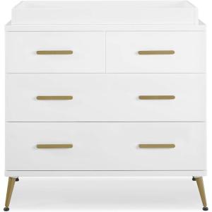 imageDelta Children Sloane 4 Drawer Dresser with Changing Top Bianca White wMelted BronzeBianca White WMelted Bronze