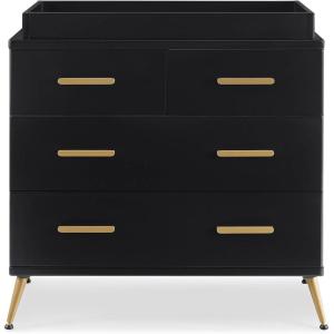 imageDelta Children Sloane 4 Drawer Dresser with Changing Top Bianca White wMelted BronzeBlackBronze