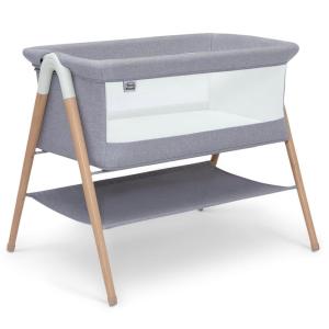 imageSimmons Kids Koi by The Bed Bassinet with Breathable Mesh and Natural Beechwood Legs Dove Grey