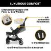 imageJeep Altitude Compact Travel Stroller by Delta Children Greenguard Gold Easy One Hand Fold Lightweight Extendable Canopy with PeekaBoo Window Reclining Seat 4 Wheel Suspension Olive GreenTan