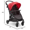 imageJeep Gemini Stroller by Delta Children  Full of Features Easy OneHand Fold Recline Lightweight Oversized Canopy 2 Cup Holders Shock Absorbing Frame Grey Tweed with Red