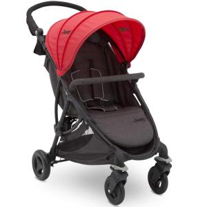 imageJeep Gemini Stroller by Delta Children  Full of Features Easy OneHand Fold Recline Lightweight Oversized Canopy 2 Cup Holders Shock Absorbing Frame Grey Tweed with Red