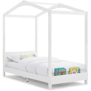 imageDelta Children Poppy House Wood Twin Bed Platform Bed  No Box Spring Needed Blush PinkBianca White