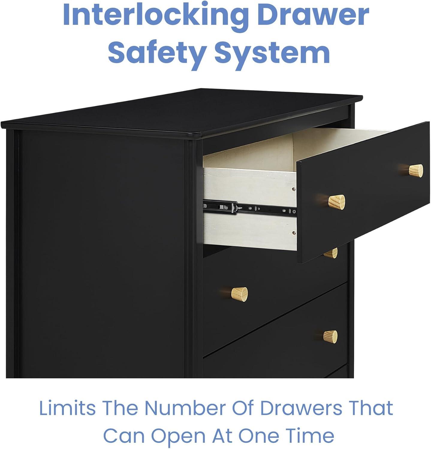 imageDelta Children Callum 3 Drawer Dresser with Interlocking Drawers Bianca WhiteNaturalBlack EbonyNatural