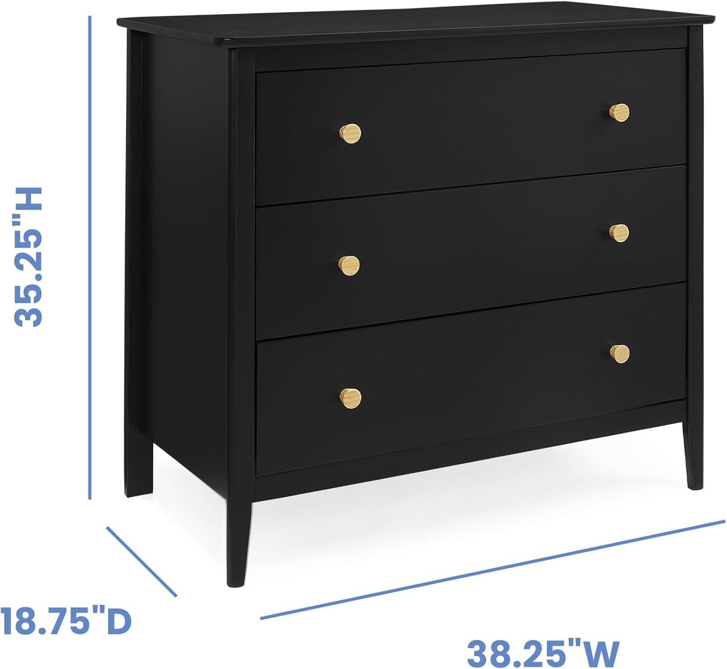imageDelta Children Callum 3 Drawer Dresser with Interlocking Drawers Bianca WhiteNaturalBlack EbonyNatural
