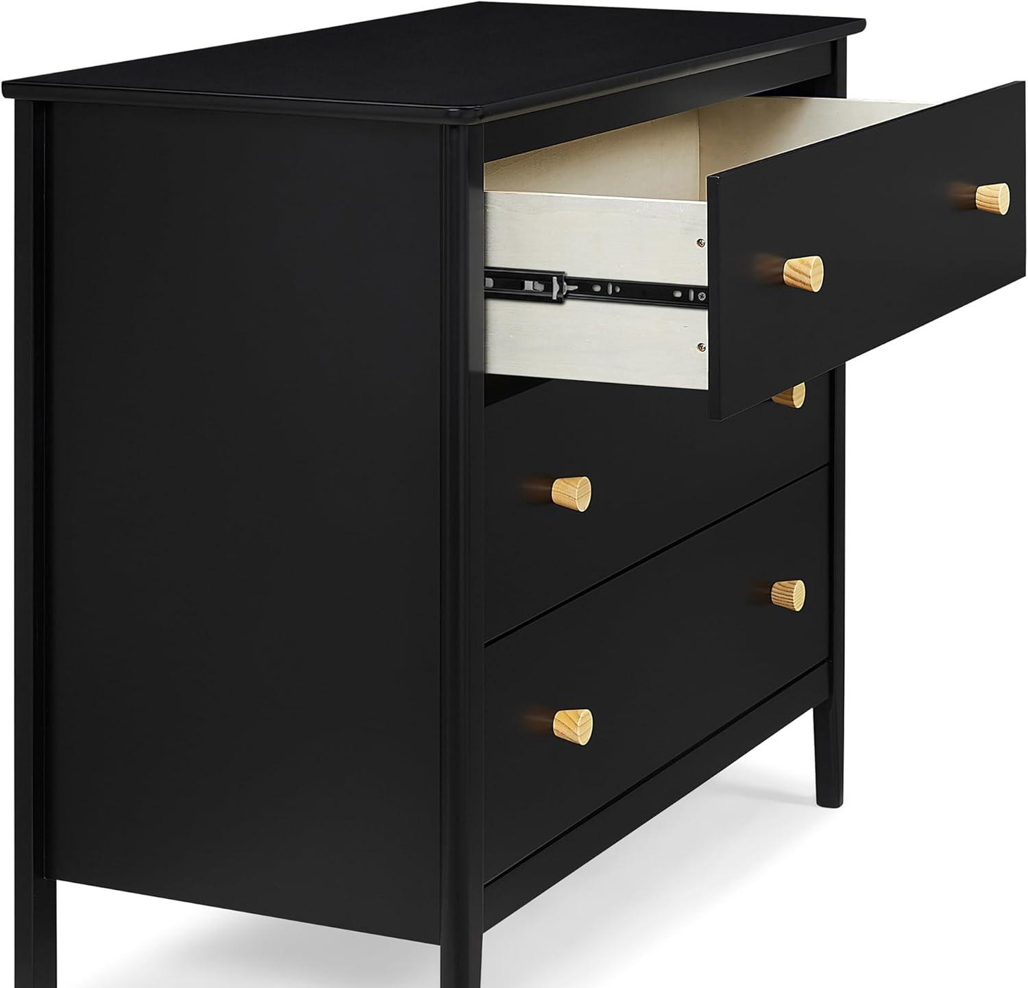 imageDelta Children Callum 3 Drawer Dresser with Interlocking Drawers Bianca WhiteNaturalBlack EbonyNatural