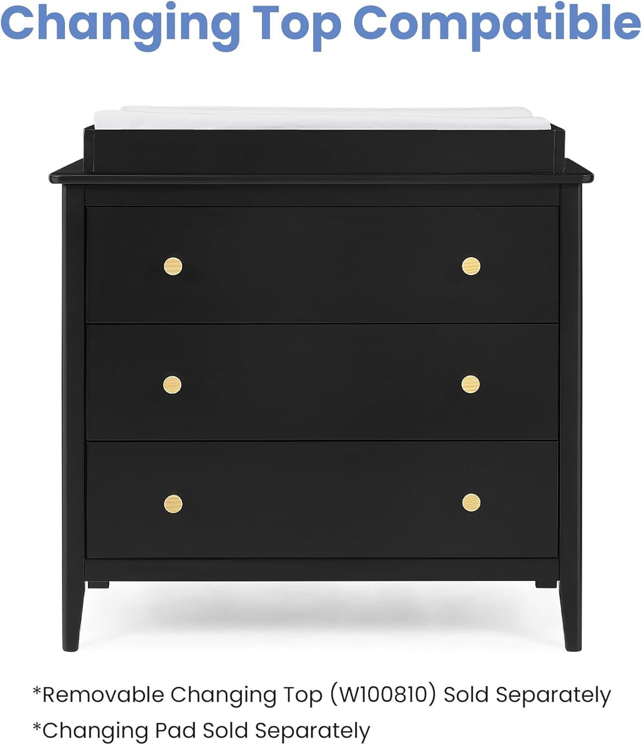 imageDelta Children Callum 3 Drawer Dresser with Interlocking Drawers Bianca WhiteNaturalBlack EbonyNatural