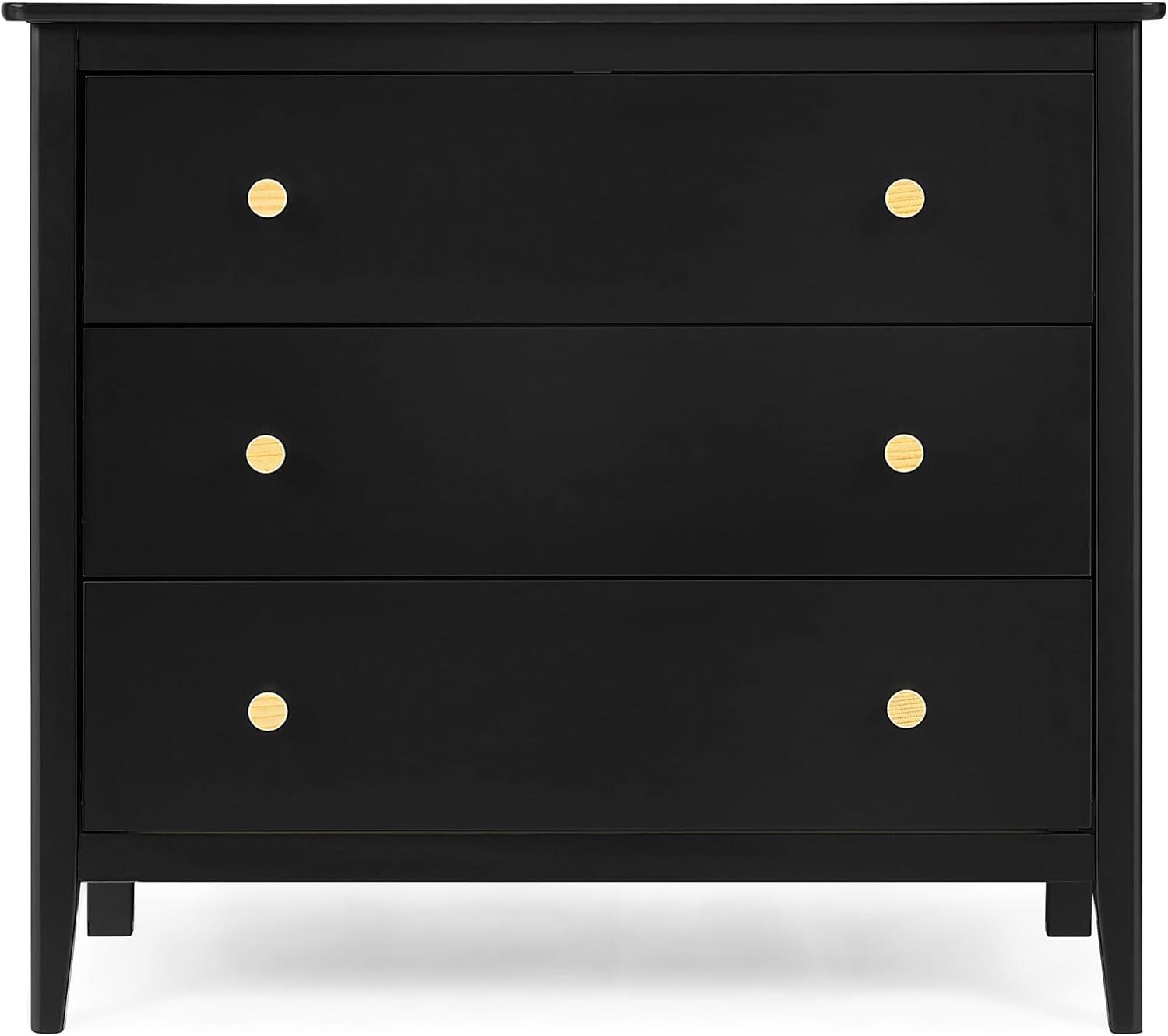 imageDelta Children Callum 3 Drawer Dresser with Interlocking Drawers Bianca WhiteNaturalBlack EbonyNatural