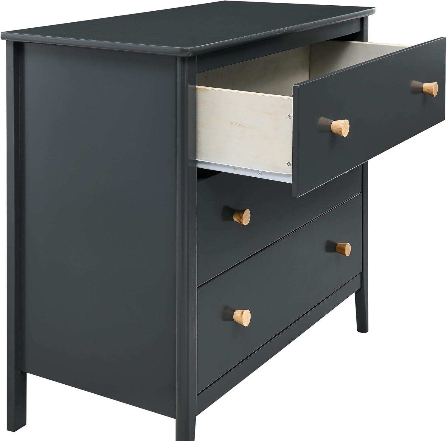 imageDelta Children Callum 3 Drawer Dresser with Interlocking Drawers Bianca WhiteNaturalCharcoal GreyNatural
