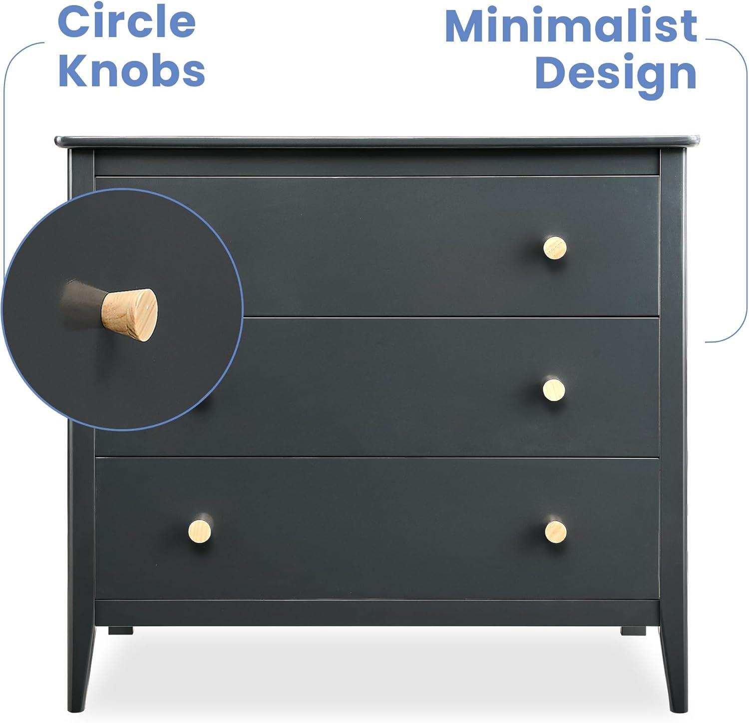 imageDelta Children Callum 3 Drawer Dresser with Interlocking Drawers Bianca WhiteNaturalCharcoal GreyNatural