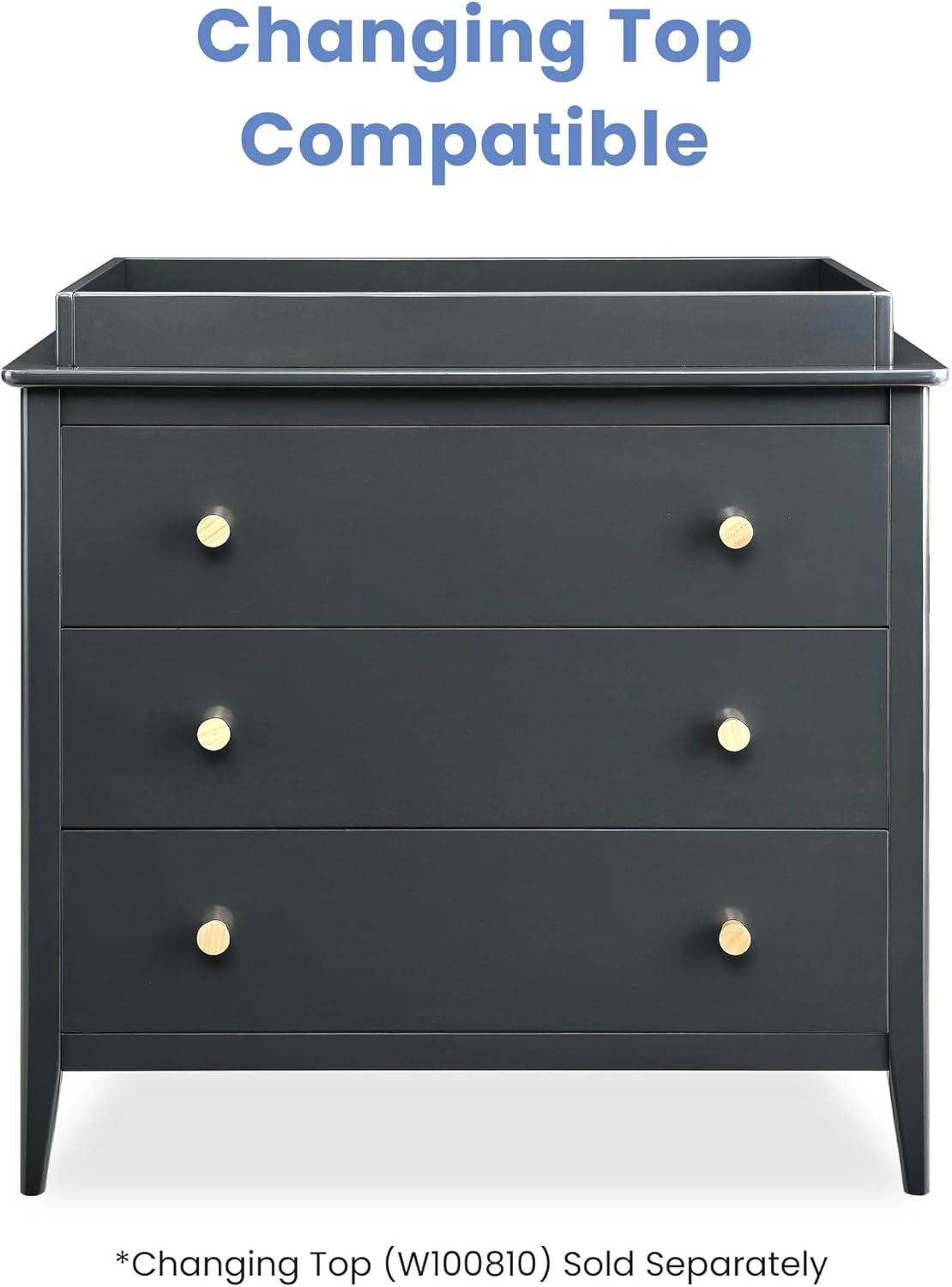 imageDelta Children Callum 3 Drawer Dresser with Interlocking Drawers Bianca WhiteNaturalCharcoal GreyNatural