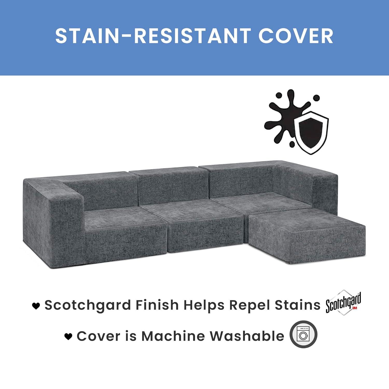 imageDelta Children Cozee 4Piece Sectional Sofa Set 20quotD x 20quotW x 155quotH Grey