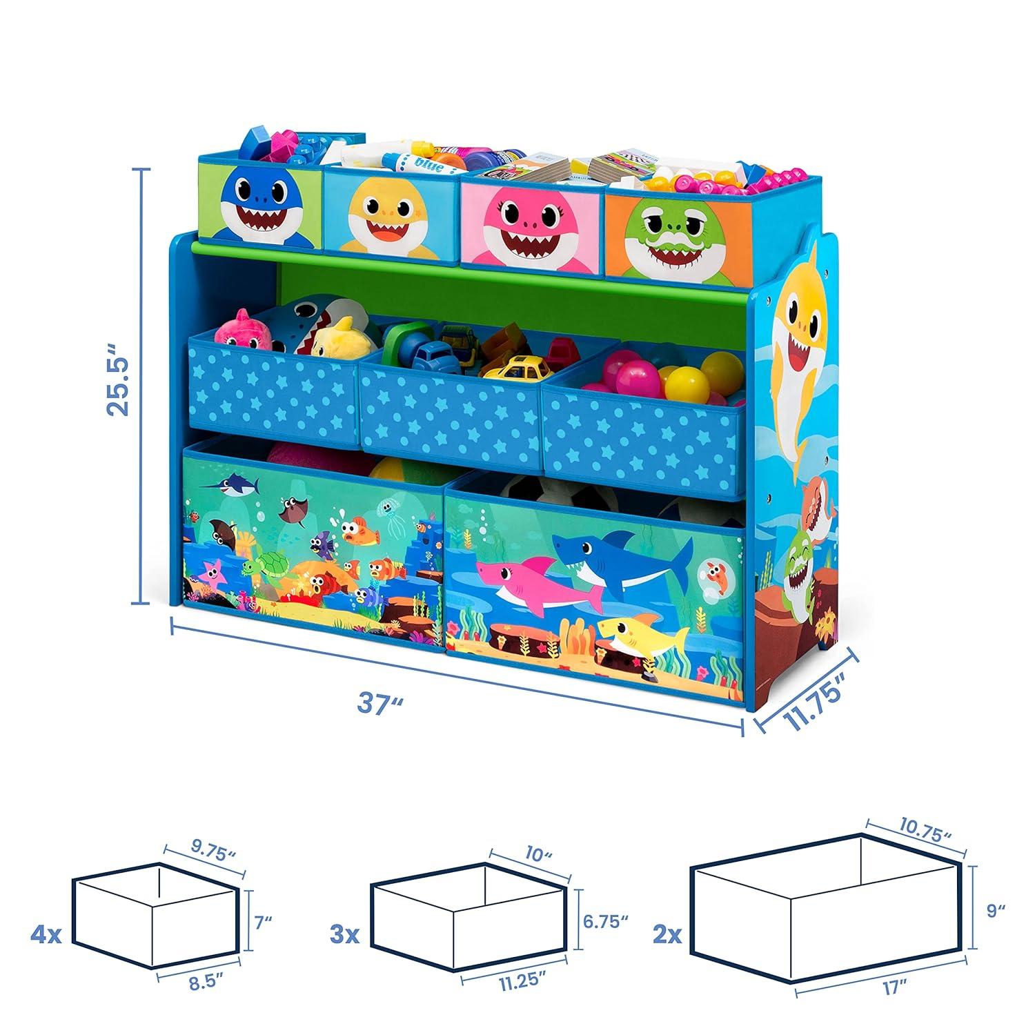 imageDelta Children Disney Princess Deluxe 9 Bin Design and Store Toy Organizer Greenguard Gold CertifiedBaby Shark