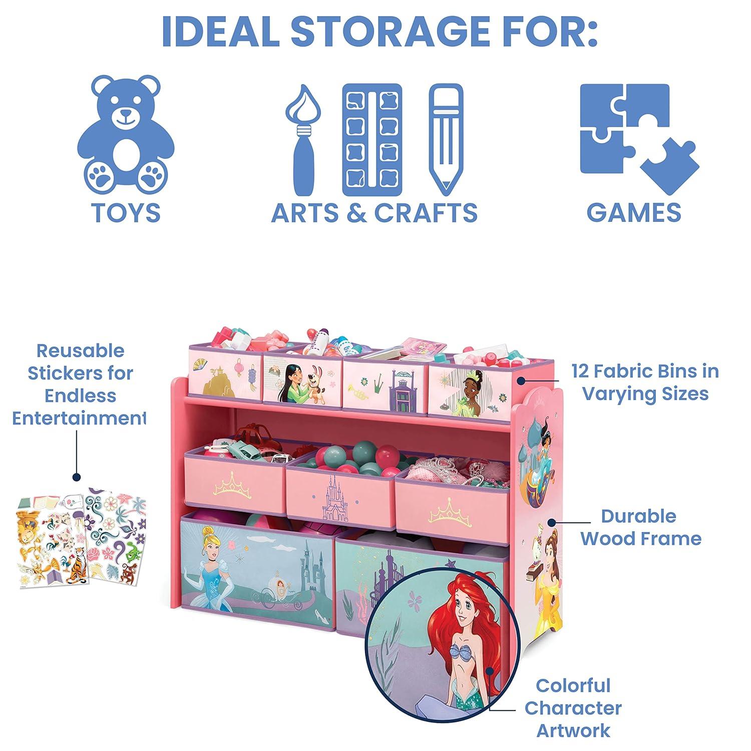 imageDelta Children Disney Princess Deluxe 9 Bin Design and Store Toy Organizer Greenguard Gold CertifiedDisney Princess