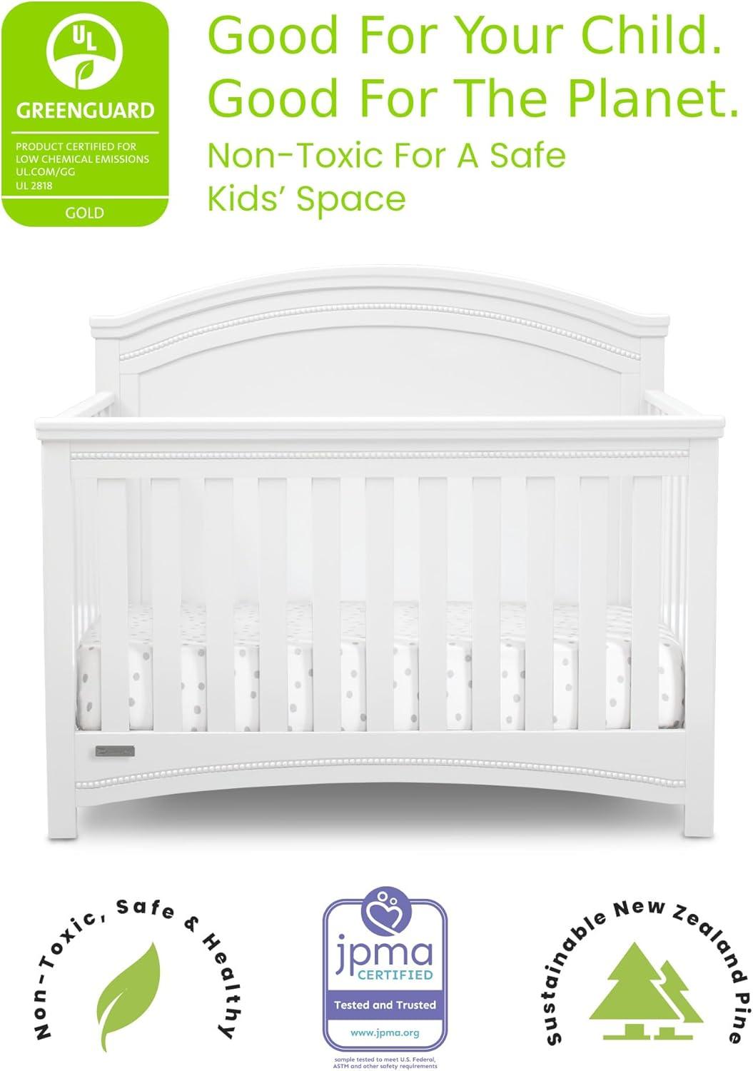 imageDelta Children Simmons Kids SlumberTime Emma 4in1 Convertible Baby Crib N More  Greenguard Gold Certified Bianca WhiteBianca White