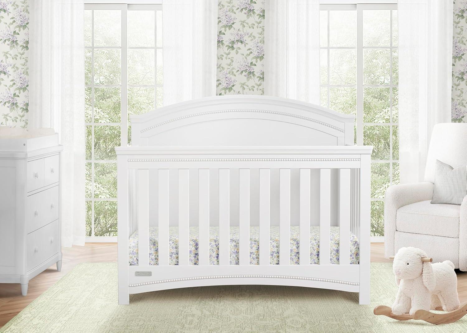 imageDelta Children Simmons Kids SlumberTime Emma 4in1 Convertible Baby Crib N More  Greenguard Gold Certified Bianca WhiteBianca White