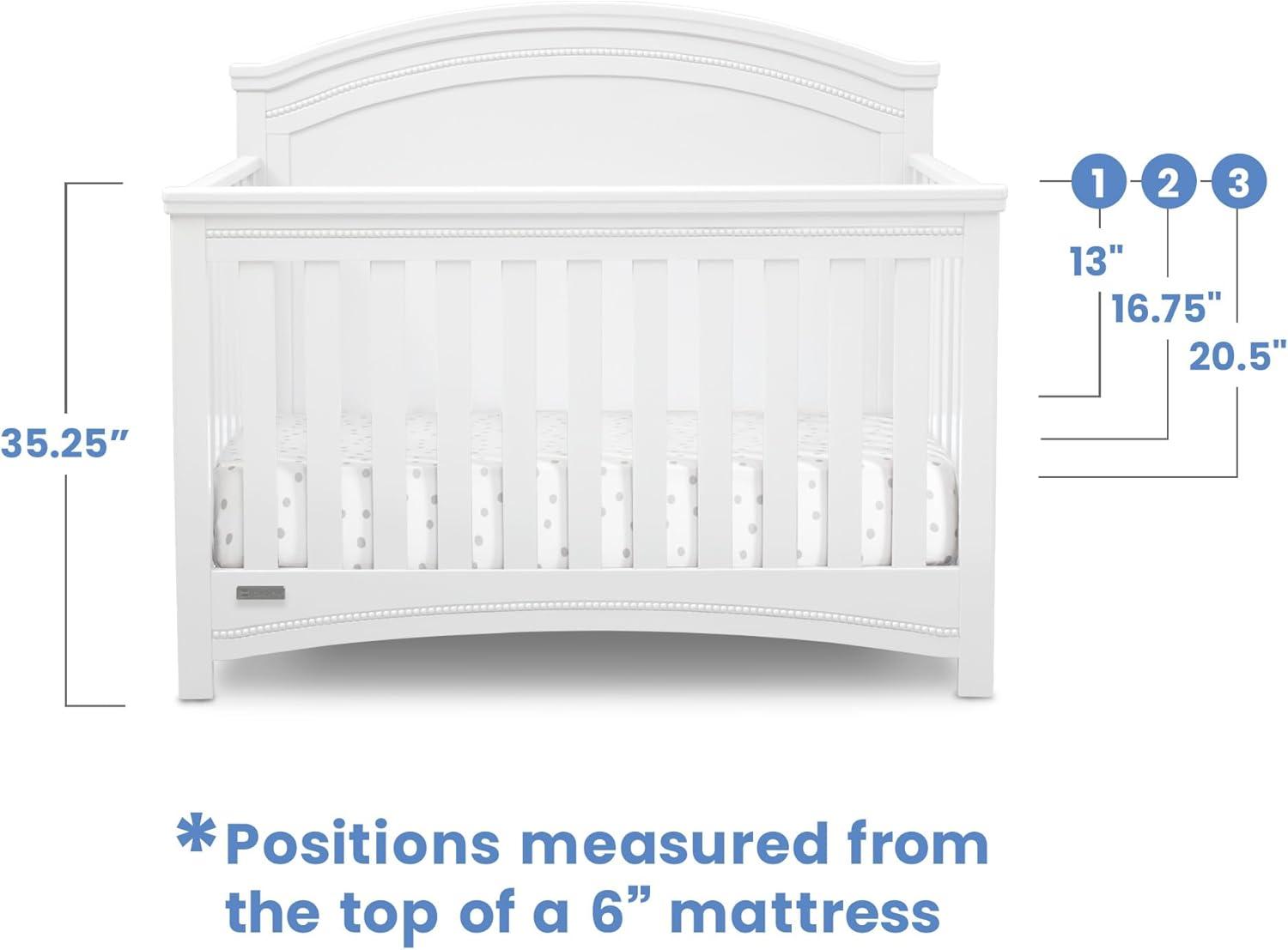 imageDelta Children Simmons Kids SlumberTime Emma 4in1 Convertible Baby Crib N More  Greenguard Gold Certified Bianca WhiteBianca White