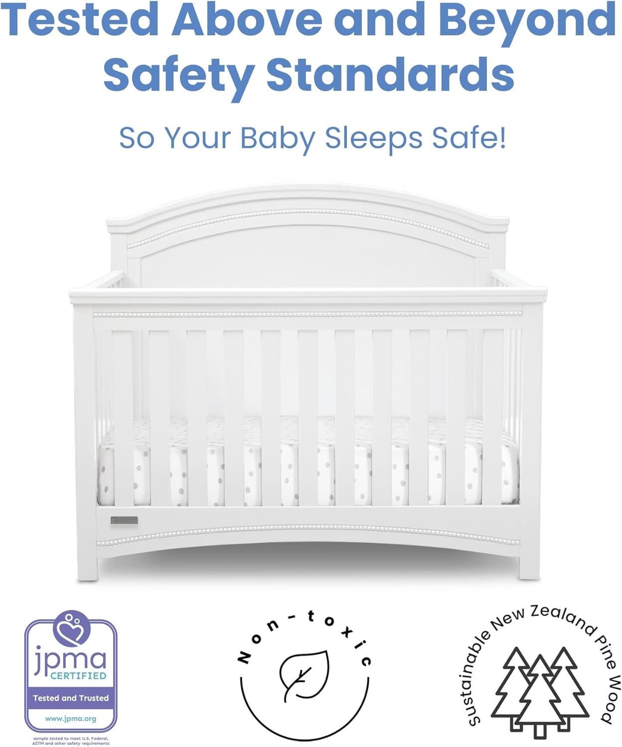 imageDelta Children Simmons Kids SlumberTime Emma 4in1 Convertible Baby Crib N More  Greenguard Gold Certified Bianca WhiteBianca White