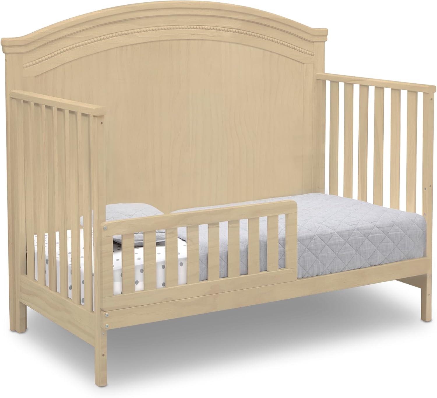 imageDelta Children Simmons Kids SlumberTime Emma 4in1 Convertible Baby Crib N More  Greenguard Gold Certified Bianca WhiteNatural Sandstone