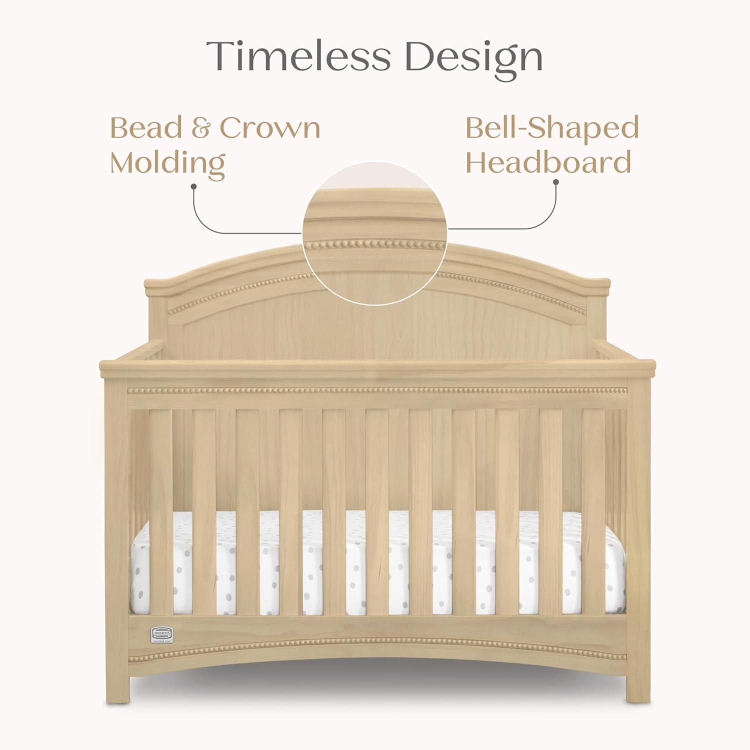 imageDelta Children Simmons Kids SlumberTime Emma 4in1 Convertible Baby Crib N More  Greenguard Gold Certified Bianca WhiteNatural Sandstone