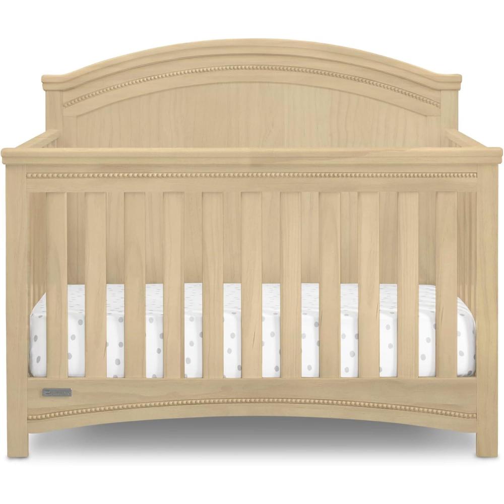 imageDelta Children Simmons Kids SlumberTime Emma 4in1 Convertible Baby Crib N More  Greenguard Gold Certified Bianca WhiteNatural Sandstone