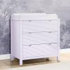 imageDelta Children Cassie 3 Drawer Dresser with Changing Top and Interlocking Drawers Bianca WhiteLilac