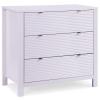 imageDelta Children Cassie 3 Drawer Dresser with Changing Top and Interlocking Drawers Bianca WhiteLilac