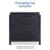 imageDelta Children Cassie 3 Drawer Dresser with Changing Top and Interlocking Drawers Bianca WhiteMidnight Grey
