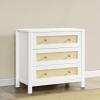 imageSimmons Kids Theo 3 Drawer Dresser with Changing Top and Interlocking Drawers BlackTextured AlmondBianca WhiteTextured Almond