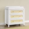 imageSimmons Kids Theo 3 Drawer Dresser with Changing Top and Interlocking Drawers BlackTextured AlmondBianca WhiteTextured Almond