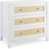 imageSimmons Kids Theo 3 Drawer Dresser with Changing Top and Interlocking Drawers BlackTextured AlmondBianca WhiteTextured Almond