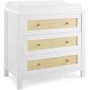 imageSimmons Kids Theo 3 Drawer Dresser with Changing Top and Interlocking Drawers BlackTextured AlmondBianca WhiteTextured Almond