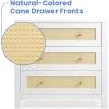 imageSimmons Kids Theo 3 Drawer Dresser with Changing Top and Interlocking Drawers BlackTextured AlmondBianca WhiteTextured Almond