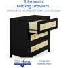 imageSimmons Kids Theo 3 Drawer Dresser with Changing Top and Interlocking Drawers BlackTextured AlmondBlackTextured Almond