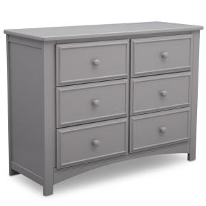 imageDelta Children Unisex Nursery 6 Drawer Double Dresser with Interlocking Drawers  Greenguard Gold Certified GreyGrey