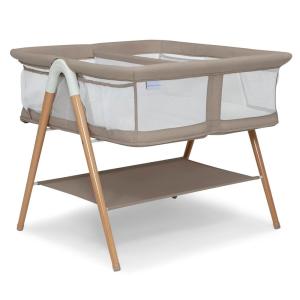 imageDelta Children Bondi Beechwood Twin Bassinet with PureAir Breathable Mesh Sheet and FSCCertified Wood TanTwin Bassinet