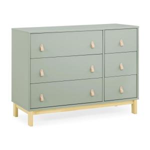 imageGAP babyGap Legacy 6 Drawer Dresser with Leather Pulls and Interlocking Drawers  Greenguard Gold Certified NavyNaturalSage Green WNatural