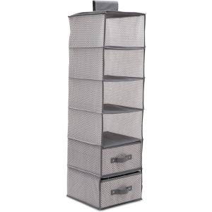 image:imageDelta Children 6 Shelf Hanging Wall Storage with 2 Drawers  Easy StorageOrganization Solution Holds Sweaters Shirts Pants Accessories amp More  Movable Drawers Allow for Customization NavyGrey