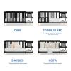 image:imageDelta Children Essex 4in1 Convertible Baby Crib Bianca White with Natural Legs  Delta Children Twinkle Galaxy Dual Sided Recycled Fiber Core Crib and Toddler Mattress BundleEbony