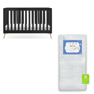image:imageDelta Children Essex 4in1 Convertible Baby Crib Bianca White with Natural Legs  Delta Children Twinkle Galaxy Dual Sided Recycled Fiber Core Crib and Toddler Mattress BundleEbony