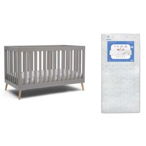 image:imageDelta Children Essex 4in1 Convertible Baby Crib Bianca White with Natural Legs  Delta Children Twinkle Galaxy Dual Sided Recycled Fiber Core Crib and Toddler Mattress BundleGrey With Natural Legs